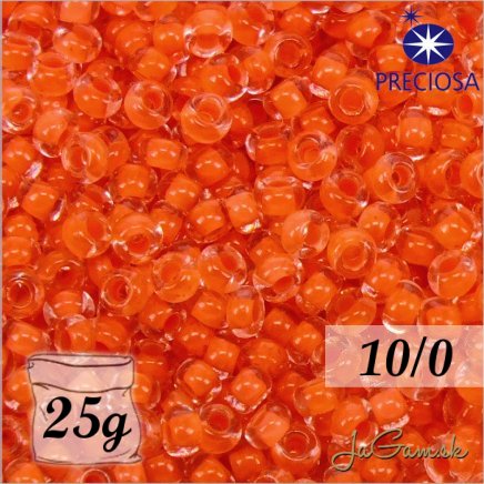 Rokajl Preciosa 10/0 Priehľadná s oranžovým prieťahom č.08A91-25g (PR10056)
